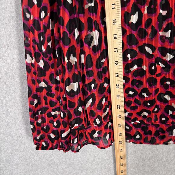Anne Klein Blouse Small Leopard Sheer Layered Flowy Metallic Maximalist Twee - Picture 6 of 13